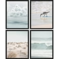 thumbnail image 3 of PixonSign Framed Wall Art White Nautical Ocean Sea Beach Grass Seagull Posters, Set of 4 Seaside Landscape Wall Decor Prints, Nature Wilderness Wall Décor for Living Room, Bedroom - 12"x16" Black, 3 of 5