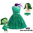 thumbnail image 3 of Disfraz de la película de Disney para niña, traje de fiesta de Halloween, color verde, para Cosplay, 3 of 4