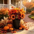 thumbnail image 5 of Artificial Fall Flower Arrangement, Sunflowers with Morning Glory Blooms & Cosmos Leaves, Harvest Floral Bouquet for Outdoor Porch, Table Vase, Entryway, Mantel & Thanksgiving Decor, 5 of 9