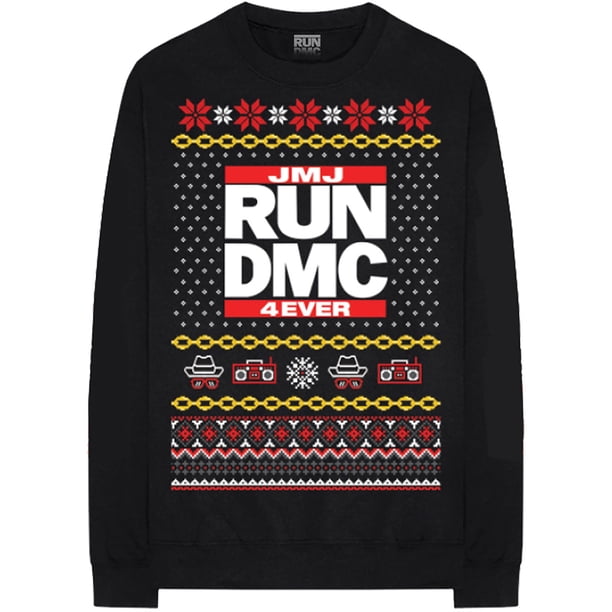 Run DMC - Jersey Holiday Navidad para Adultos Unisex (Negro)