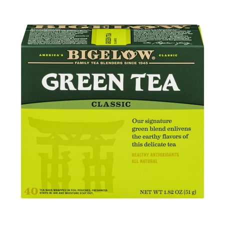 (4 Boxes) Bigelow Green Tea, Classic, Tea Bags, 40
