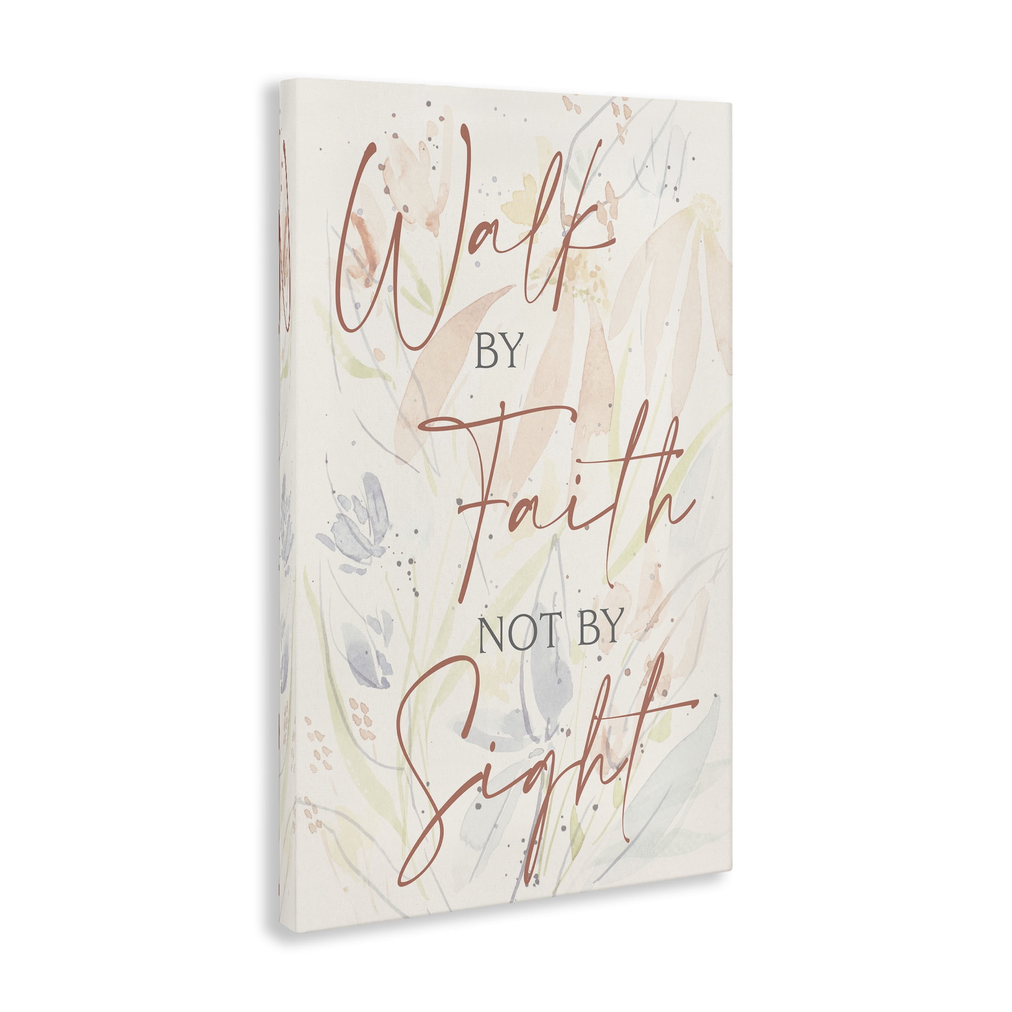 Stupell Industries Walk By Faith Phrase Religious Painting Gallery Wrapped Canvas Art Print Wall Art, 24 x 36