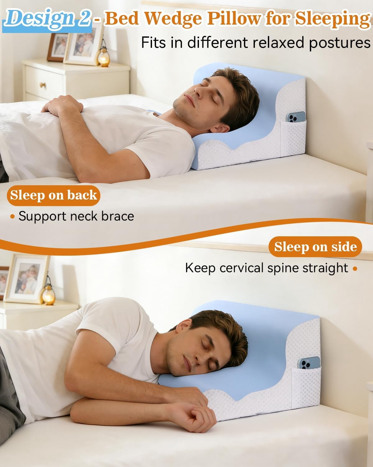 Reading Pillow for Sitting in Bed, Back Pillow for Sitting Up & Bed Wedge Pillow for Sleeping, Lumbar Rest & Neck Support Bed Pillows, Backrest Cushion for Reclining,Gaming,Resting,Watching TV