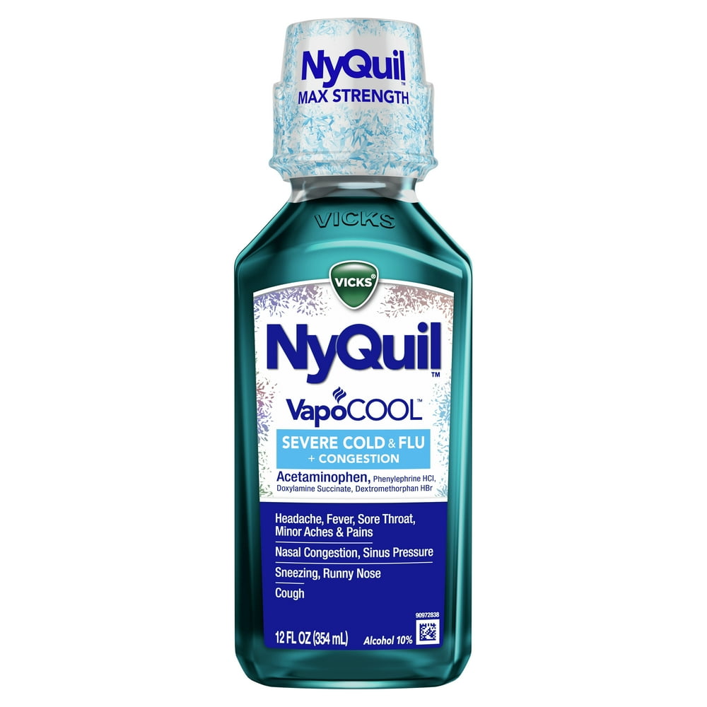 Vicks NyQuil Severe VapoCOOL Cough, Cold and Flu Medicine, 12 Fl Oz