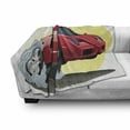thumbnail image 3 of Cars Soft Flannel Fleece Throw Blanket, Powerful Cartoon Red Car Speeding Jumping with Smoke Coming out of Giant Tires, Cozy Plush for Indoor and Outdoor Use, 50" x 60", Red Yellow Grey, by Ambesonne, 3 of 6