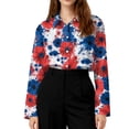thumbnail image 3 of Iaqnaocc American Flag Shirts for Women Patriotic Tie Dye Blouses America 250 Shirt Freedom Button Down Collared Shirt Lightweight Long Sleeve Outfits Light Blue S, 3 of 4