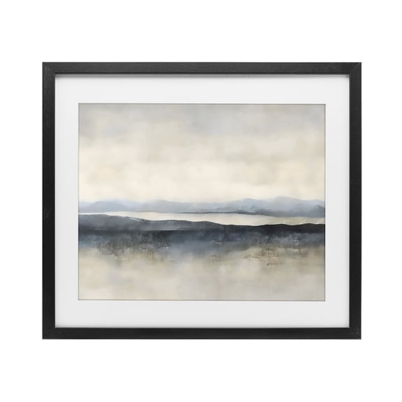 Stupell Industries Misty Muted Horizon Black Framed Print Under Glass, design by Riley B