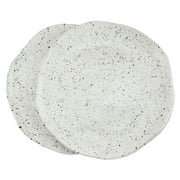 roro Ceramic Stoneware Hand-Molded Speckled Spotted Dinner Plate Set of 2, Blue Speckle on White