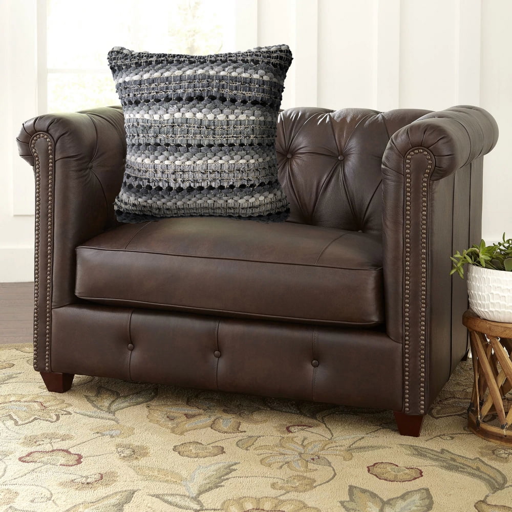 Ox Bay Drew 18" x 18" Black/Gray Striped Cotton Blend Adult Decorative Throw Pillow