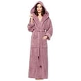thumbnail image 2 of Arus Womens Soft Twist Hooded Full Length Turkish Cotton Long Bath Robe, Plum, Medium, 2 of 4
