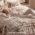 thumbnail image 3 of U by Bedsure Fluffy Comforter Set Queen, Beige Faux Fur Comforter Set, Soft Shaggy Plush Bubble Queen Size Bedding Comforter Sets, 3 Pieces Luxury Fuzzy Bed Set, 3 of 11