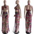 thumbnail image 2 of Colored Leopard Two-piece Swimsuit Cloth Fringe Rope Swimsuit Various Decorative High-waist Tight (L), 2 of 4