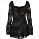 thumbnail image 1 of Vestido Mini de Mujer 2025 con Escote Cuadrado y Larga, Corte A, Corto. Negro M, 1 of 10