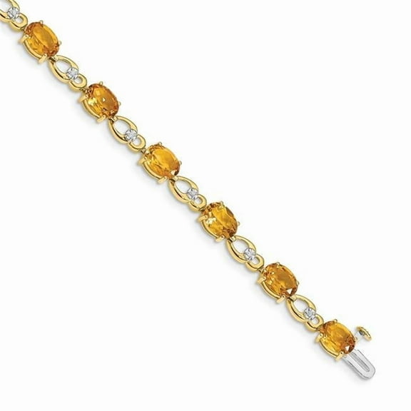 Primal Gold 14 Karat Yellow Gold Citrine and Diamond Bracelet
