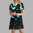 thumbnail image 2 of Vestido de Manga Corta para las Mujeres Casual Impreso Cuello Redondo, Vestido de las Señoras para la Primavera Y el Verano de Uso Diario, 2 of 9