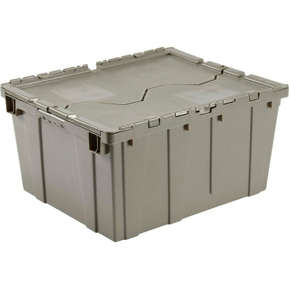 Monoflo Durable Plastic Industrial Shipping Storage with Lid, Gray
