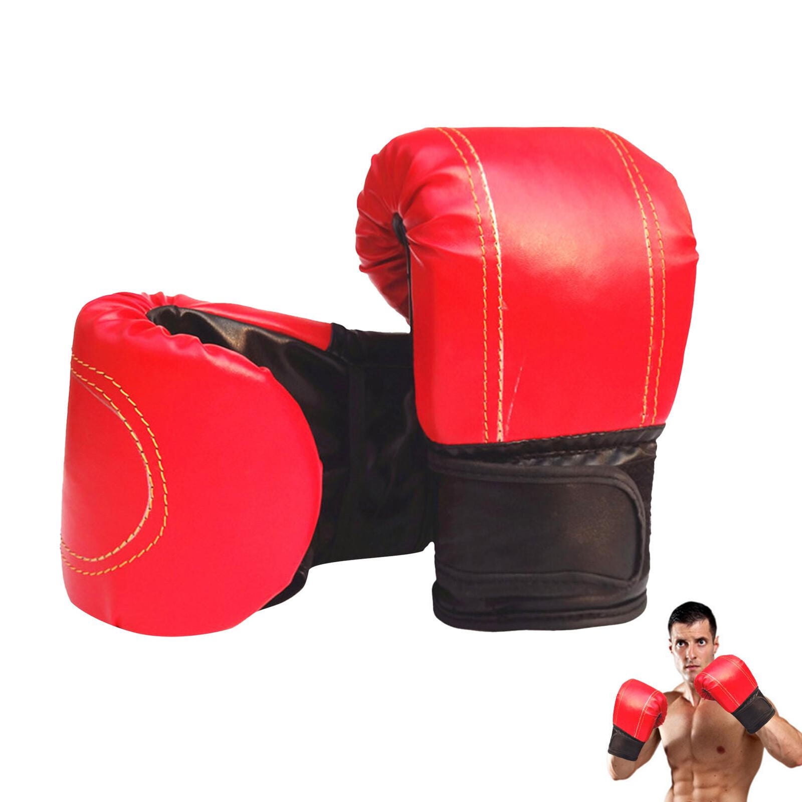 PU Leather Boxing Gloves For Adults MMA Sparring Punch Bag Training Gloves Red