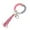 Pink, variant on Silicone Beaded Bracelet Keychain Wristlet with PU Leather Tassel Portable Key Ring Bangle for Women Car Keys Holder