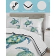 thumbnail image 4 of Quilts Full Size Bedding Set, Teal Turtles Coastal Lightweight Quilted Comforter, Summer Ocean Sea Watercolor Soft Reversible Bedspread Coverlet with Pillow Covers for All Season, 78" x 90", 4 of 7