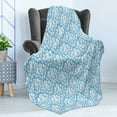 thumbnail image 4 of Damask Soft Flannel Fleece Throw Blanket, Natural Pattern in Blue and White Organic Garden Foliage Old Revival Leaves, Cozy Plush for Indoor and Outdoor Use, 70" x 90", Sky Blue White, by Ambesonne, 4 of 5