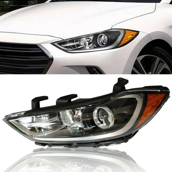 Left Driver Side Headlight Black Housing Clear Lens Replacement For 2017 2018 Hyundai Elantra Sedan