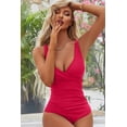 thumbnail image 4 of Alove Women One Piece Swimsuits V Neck Ruched Monokini Bathing Suits, 4 of 6