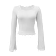 thumbnail image 4 of JAJAHO Womens Shirts Flare Long Sleeve Square Neck Tops Lace Trim Basic Girls Crop Tops Fashion Clothes 2026 Stylish Tops, 4 of 4
