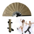 thumbnail image 3 of Large Glitter Rave Hand Fan â 13.3" Folding Clack Fan for Women & Men with Leg Strap & Fabric Case â for EDM, Dance, Festivals, Concerts, Line Dancing & Party Supplies, 3 of 7