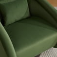 thumbnail image 3 of Lunale Swivel Accent Barrel Chair with Plush Pillow, 360 Degree Modern Pumpkin-Shaped Armchair for Living Room, Green Velvet, 3 of 5