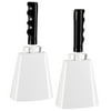 2 Pack 9.75-inch Cowbells for Sporting Events, Percussion Noise Makers with Handle for Football Games, Stadiums (White)