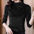 thumbnail image 4 of bnaln Women Tops Velvet Shirts Turtleneck Long Sleeve T Shirts Dressy Casual Blouses Lightweight Pullover Ladies Jumpers Slim Fit T-Shirt Tunic Blouses Basic Tees Shirts Underwear, 4 of 9