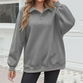 thumbnail image 2 of Htigea Womens Button Down Lapel Sweatshirts Casual Loose Pullover Thin Fleece Long Sleeve Tops Gray L, 2 of 9