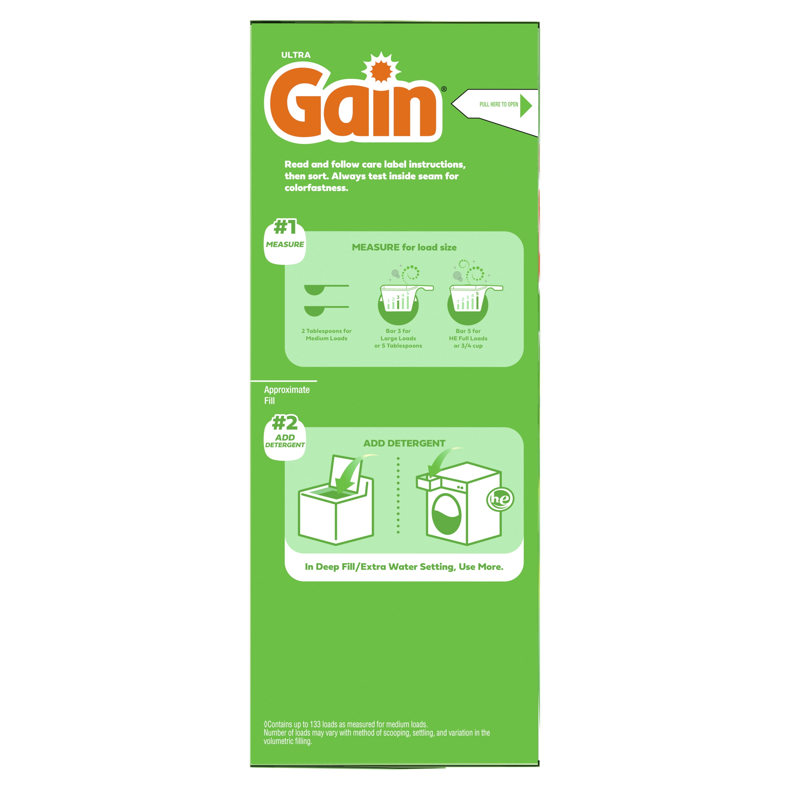 Gain Powder Laundry Detergent, Original Scent, 123 oz, 133 Loads