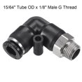 thumbnail image 3 of Conector de tubo de empuje único, codo macho, 6mm OD x rosca G1/8" para ajuste neumático, 3 of 3