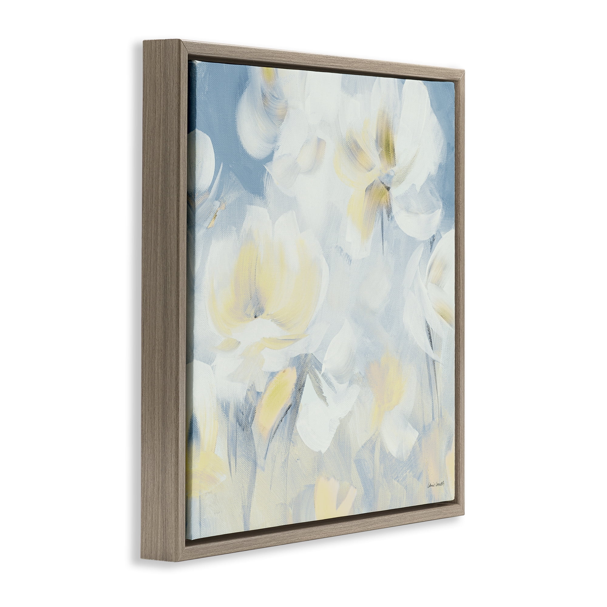Stupell Industries Soft & Gentle Flower Field Brown Framed Floater Canvas Wall Art, design by Lanie Loreth