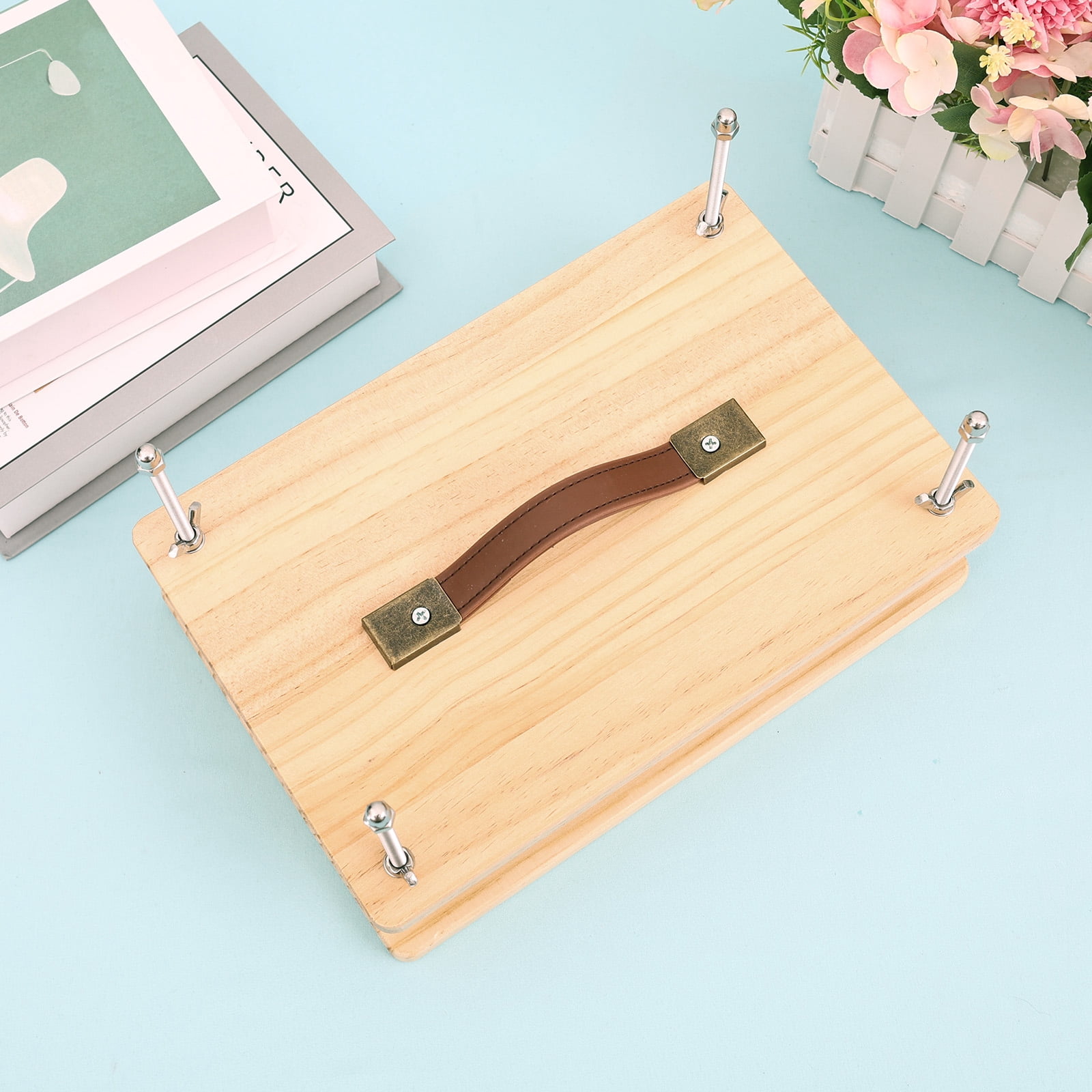 Atopoler Bookbinding Press Flower Press,Portable Quick and Easy Tool with Leather Handle for Beginners and Hobbyists,11.42 x 7.83 inches