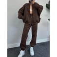 thumbnail image 2 of Luethbiezx Fashionable Women's Two Piece Outfit Set with Stand Collar Sweatshirt and Pants, 2 of 6