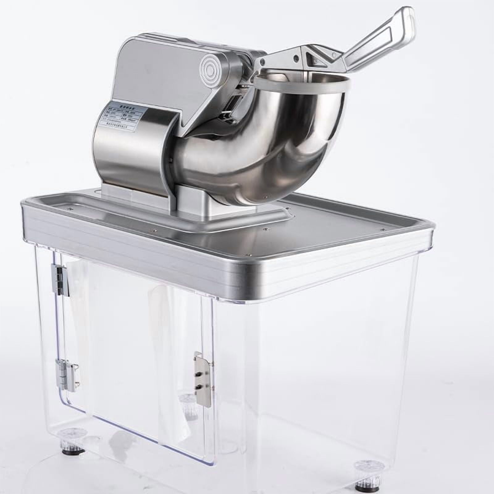 Commercial Ice Crusher Machine, 350W, 661 LBS/H, Ice Shaver Maker with 4 Stainless Steel Blades, 10 Gal Storage Box, Ice Scoop, Snow Cone Machine for Home Bar Cafes, Silver