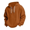 thumbnail image 5 of LNZGNM Mens Oversized Hoodie Waffle Solid Color Big and Tall Sweatshirt 1/4 Zip Long Sleeve Drawstring Shirts with Pockets Casual Outdoor Tops,Saffron 5XL, 5 of 7