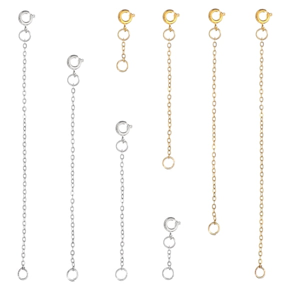 Uxcell 1.2/2/3.1/3.9 inch Necklace Extender, 8 Pack Chain Extenders, Golden Silver