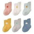 thumbnail image 1 of Laklulu 6 pares/cajas de lindos calcetines de bebé otoño/invierno con estampados de manzanas, estrellas, naranjas, fantasmas y otros lindos, 1 of 5