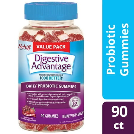 Digestive Advantage, Daily Probiotic Supplement, Superfruit Blend Gummies, 90
