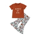 thumbnail image 6 of Douhoow 2Pcs Little Girls Outfits Sweet Style Short Sleeve Letter Top Floral Flared Trousers, 6 of 9