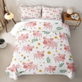 thumbnail image 2 of Erosebridal Cute Pig Bed Spread Queen for Girls, Farm Animal Queen Coverlet Set, 3pcs 1 Quilt and 2 Pillowcases, 2 of 7