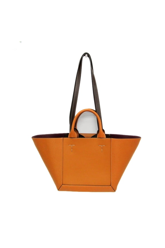 Pre-Owned Tod's Double Up Tote Bag Women's Leather Handbag,Shoulder Bag Camel,Dark Brown