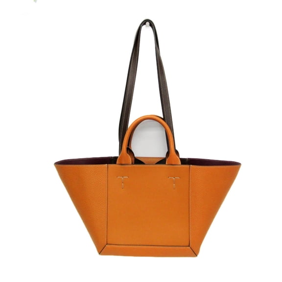 Pre-Owned Tod's Double Up Tote Bag Women's Leather Handbag,Shoulder Bag Camel,Dark Brown
