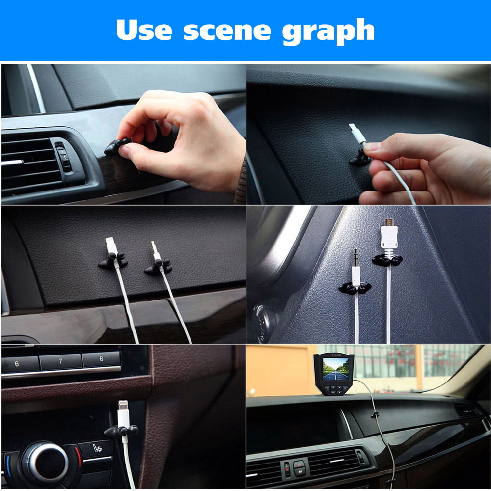 8 X Car Wire Cord Clip Cable Holder Tie Fixer Organizer Drop Adhesive Clamp AT 