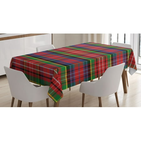 

Red Plaid Tablecloth Scottish Traditional Skirt Pattern Tartan Motif Abstract Squares Ornate Quilt Rectangular Table Cover for Dining Room Kitchen 60 X 84 Inches Multicolor by Ambesonne