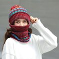 thumbnail image 4 of Gorro De Punto 3 En 1 Para Invierno, Conjunto De Bufanda Con Cubierta Para La Cara, Gorro Con Forro Polar Cálido Con Pompón Para Mujeres Y Niñas Vogacara OD016749-03, 4 of 6