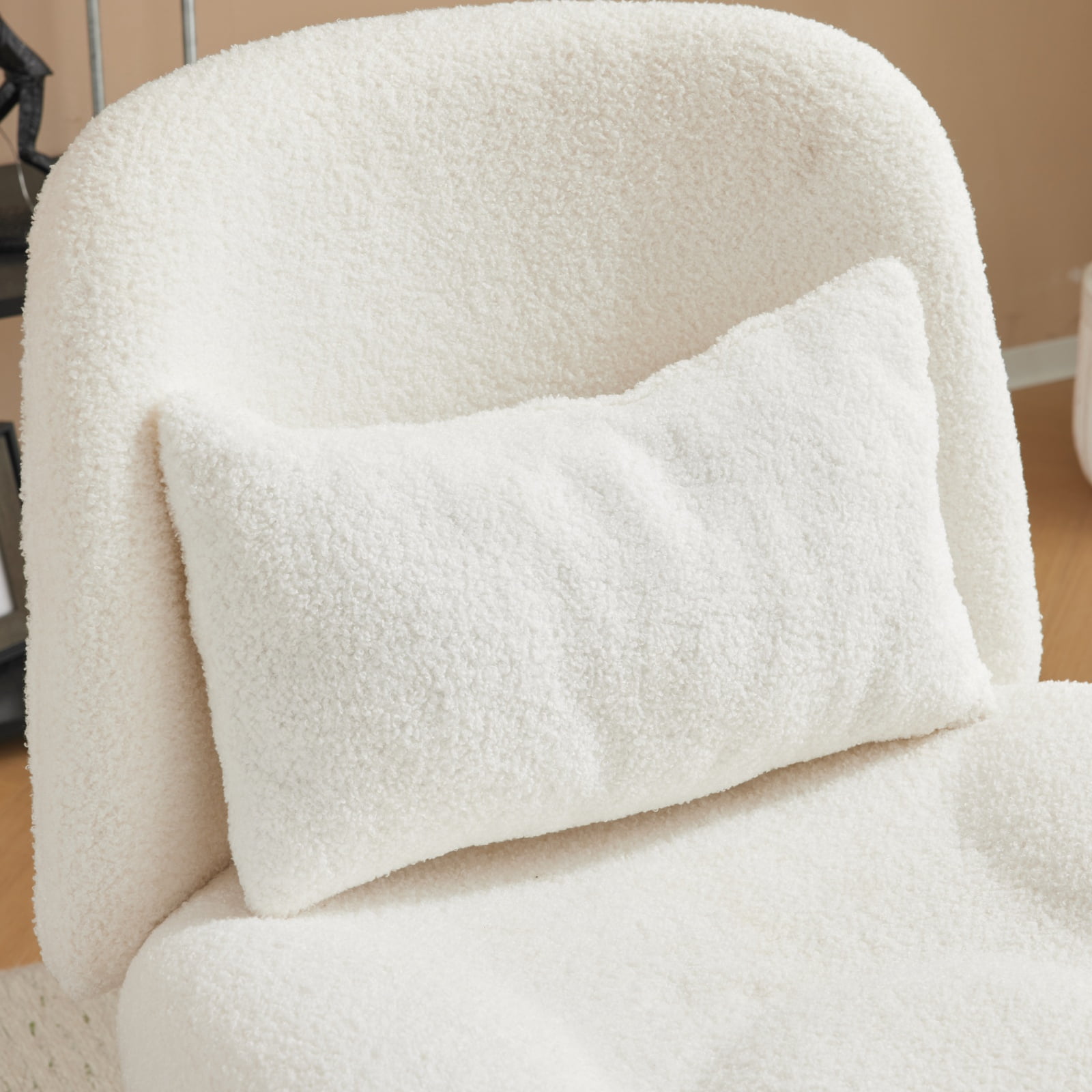 Ktaxon  Armless Office Chair Swivel Study Chair Adjustable Desk Chair with Wheels and Lumbar Pillow for Conference and Home White